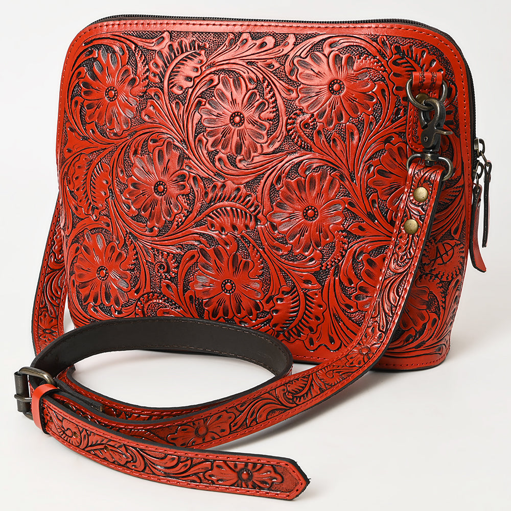 ADBG1138 American Darling Hand Tooled Floral Leather Crossbody Bag Western Purse