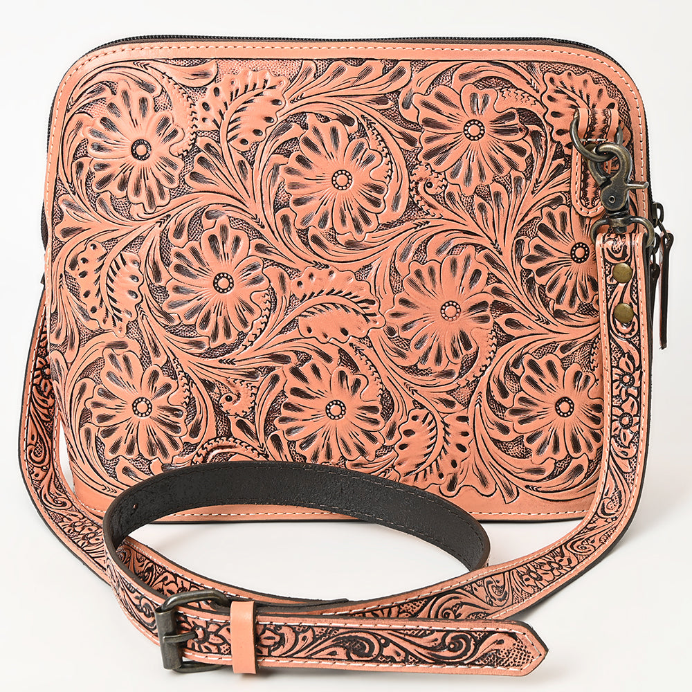 ADBG1138 American Darling Hand Tooled Floral Leather Crossbody Bag Western Purse