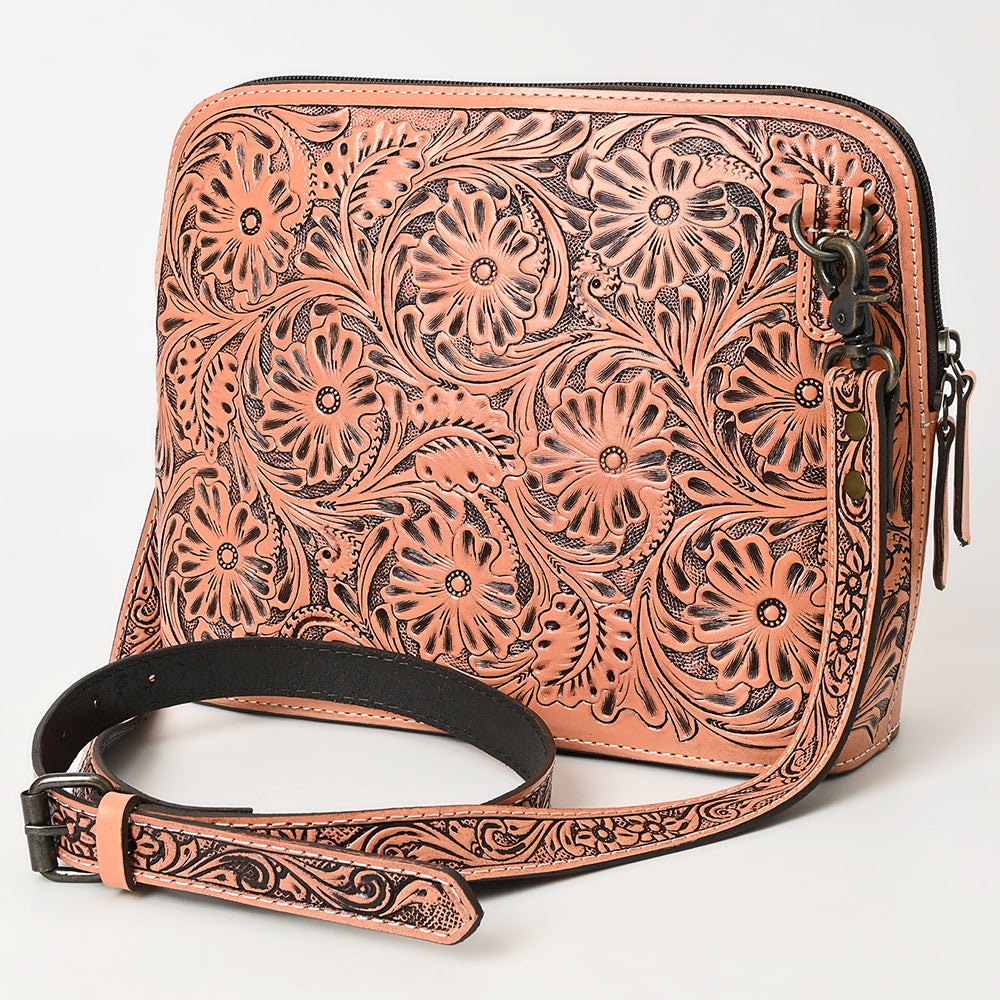 ADBG1138 American Darling Hand Tooled Floral Leather Crossbody Bag Western Purse