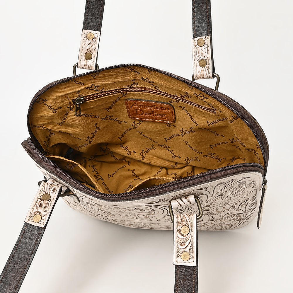 ADBG1139 American Darling Hand Tooled Floral Leather Tote Bag Western Purse