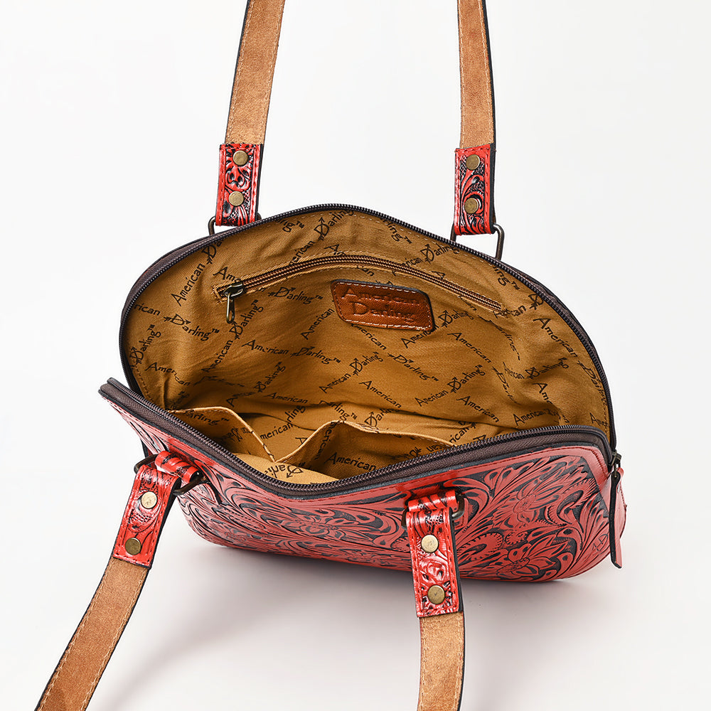 ADBG1139 American Darling Hand Tooled Floral Leather Tote Bag Western Purse
