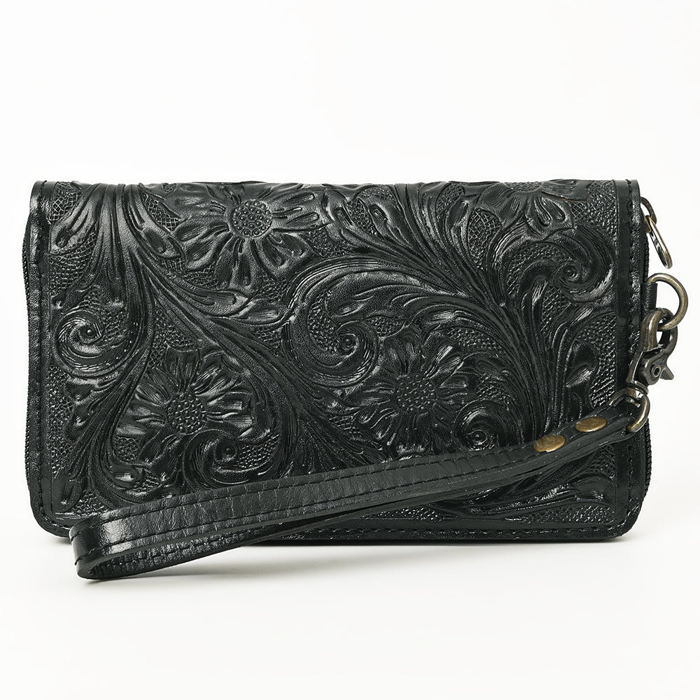 ADBG1140 American Darling Hand-Tooled Western Leather Clutch Bag - Genuine Carved Artisan Womens Wristlet