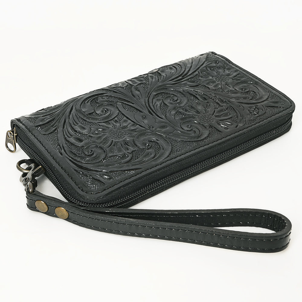 ADBG1140 American Darling Hand-Tooled Western Leather Clutch Bag - Genuine Carved Artisan Womens Wristlet