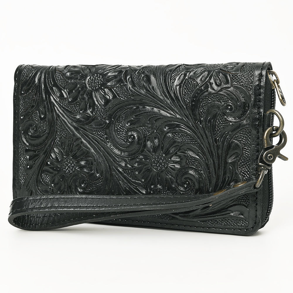ADBG1140 American Darling Hand-Tooled Western Leather Clutch Bag - Genuine Carved Artisan Womens Wristlet
