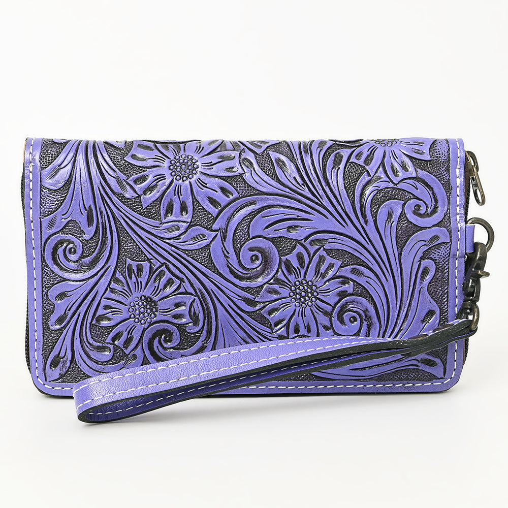 ADBG1140 American Darling Hand-Tooled Western Leather Clutch Bag - Genuine Carved Artisan Womens Wristlet