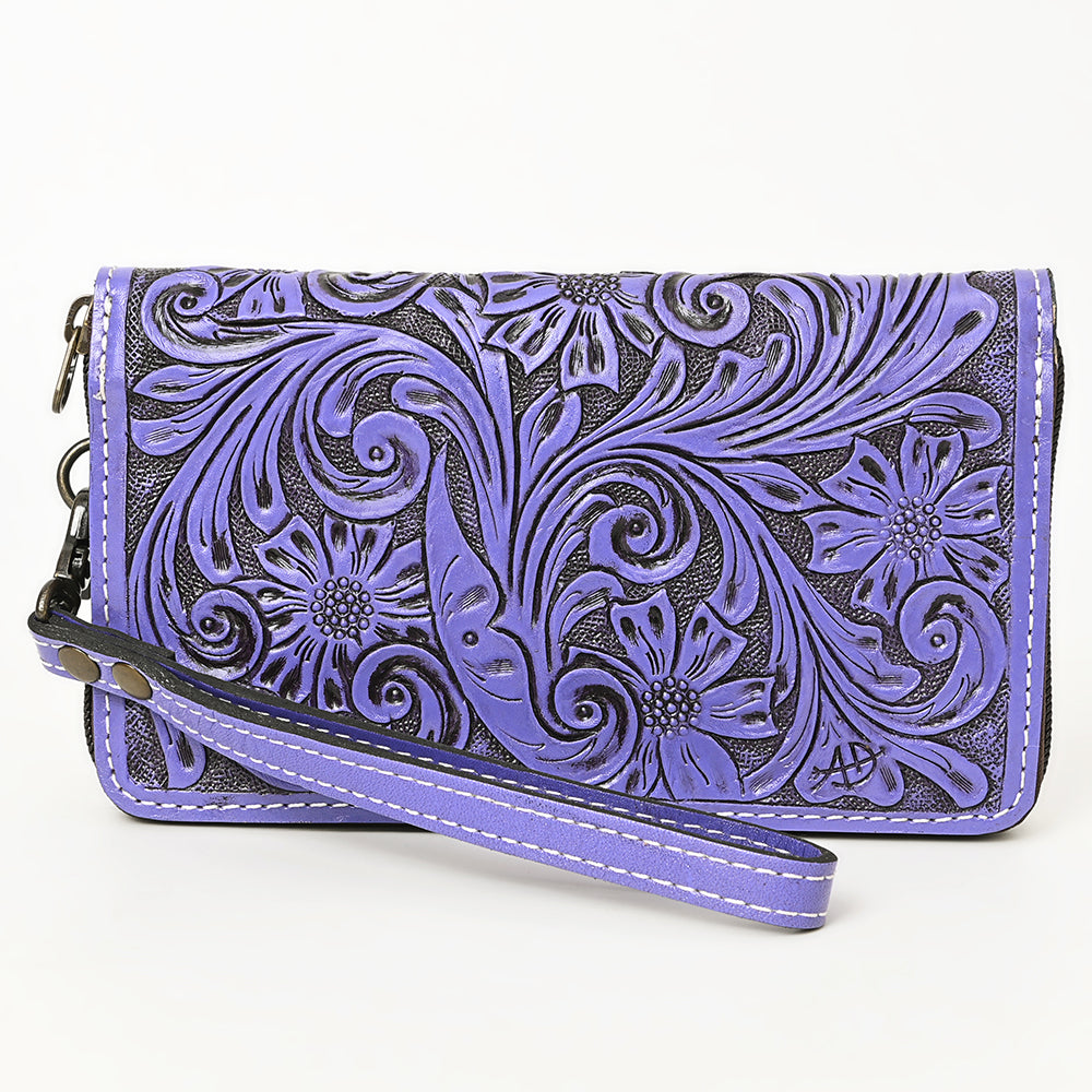 ADBG1140 American Darling Hand-Tooled Western Leather Clutch Bag - Genuine Carved Artisan Womens Wristlet