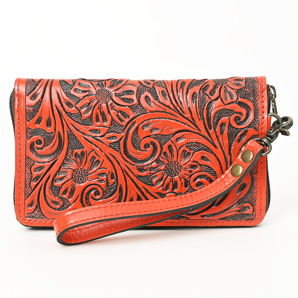 ADBG1140 American Darling Hand-Tooled Western Leather Clutch Bag - Genuine Carved Artisan Womens Wristlet