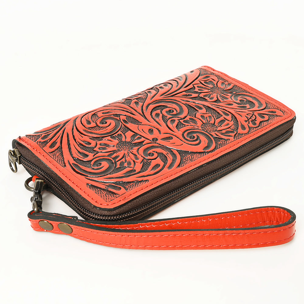 ADBG1140 American Darling Hand-Tooled Western Leather Clutch Bag - Genuine Carved Artisan Womens Wristlet