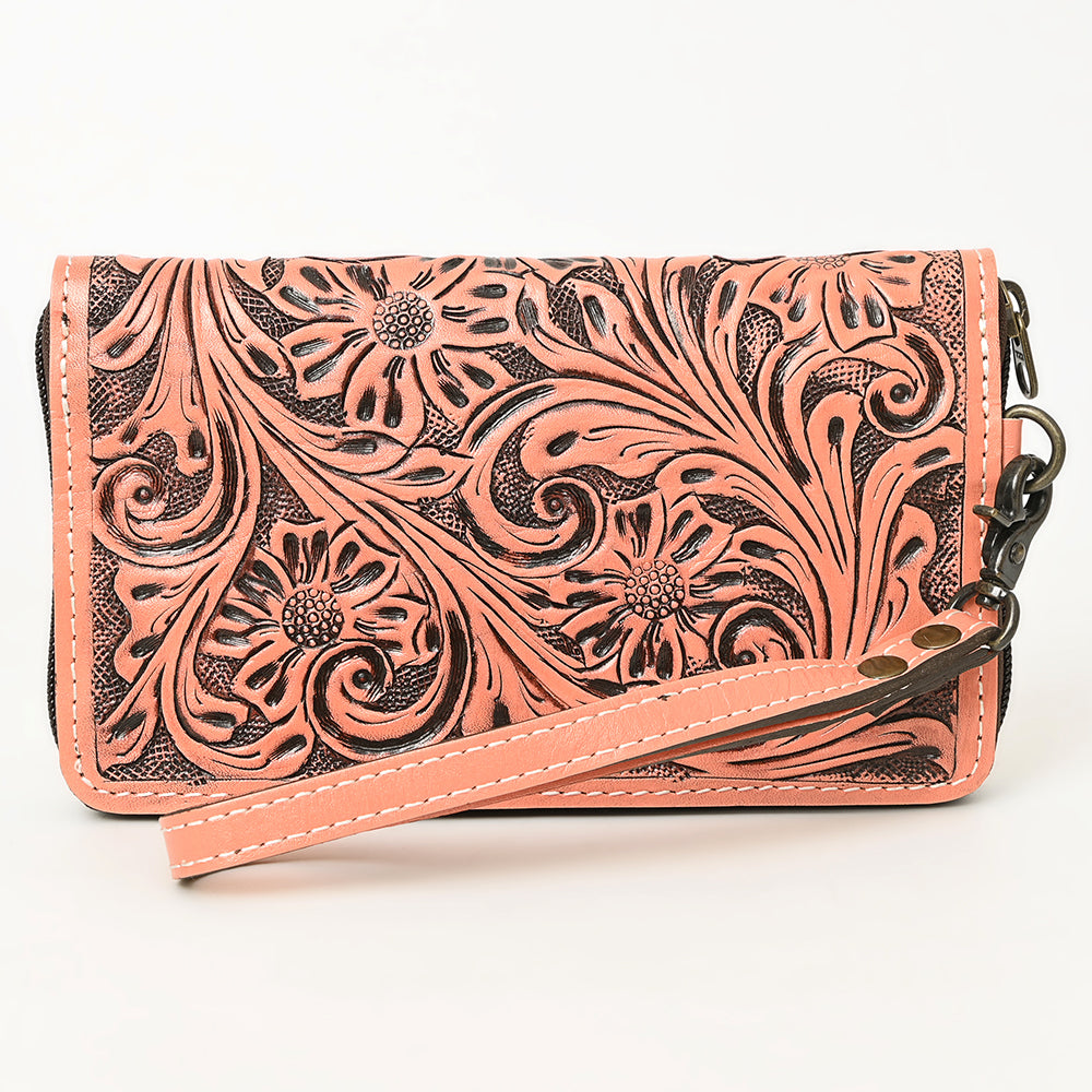 ADBG1140 American Darling Hand-Tooled Western Leather Clutch Bag - Genuine Carved Artisan Womens Wristlet