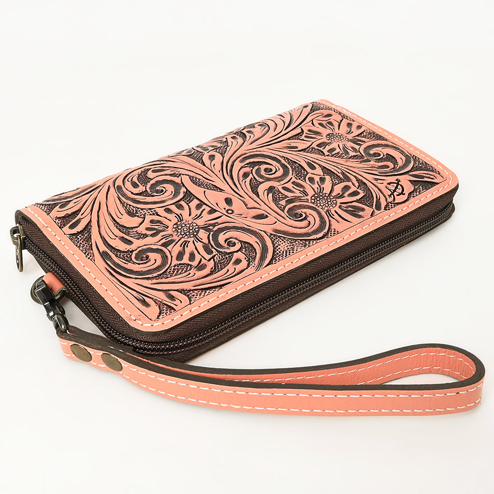 ADBG1140 American Darling Hand-Tooled Western Leather Clutch Bag - Genuine Carved Artisan Womens Wristlet