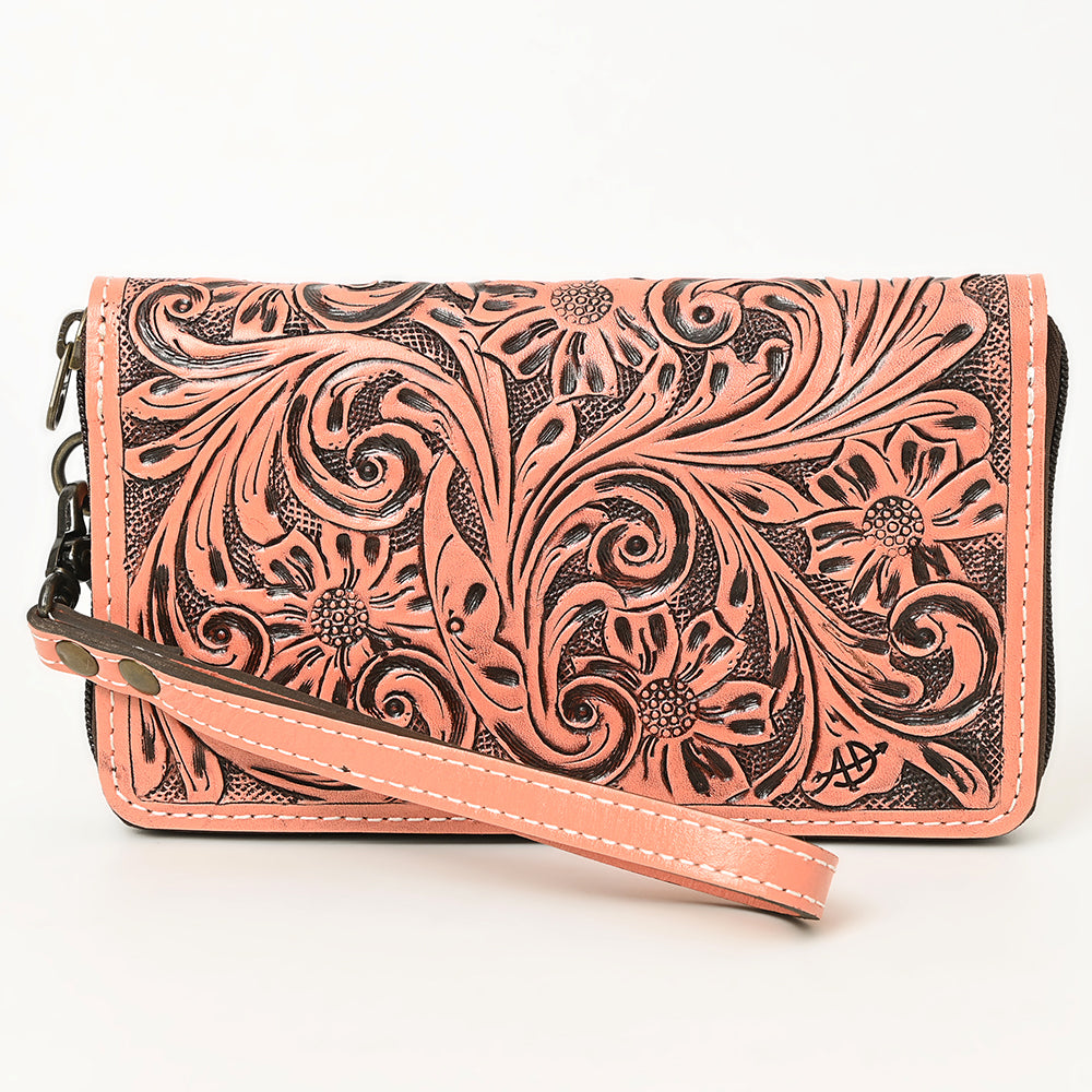 ADBG1140 American Darling Hand-Tooled Western Leather Clutch Bag - Genuine Carved Artisan Womens Wristlet