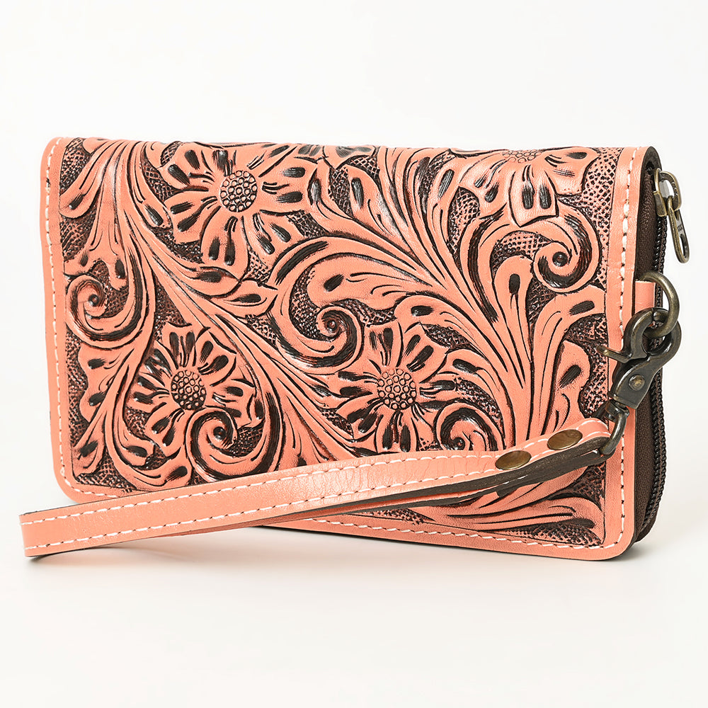 ADBG1140 American Darling Hand-Tooled Western Leather Clutch Bag - Genuine Carved Artisan Womens Wristlet