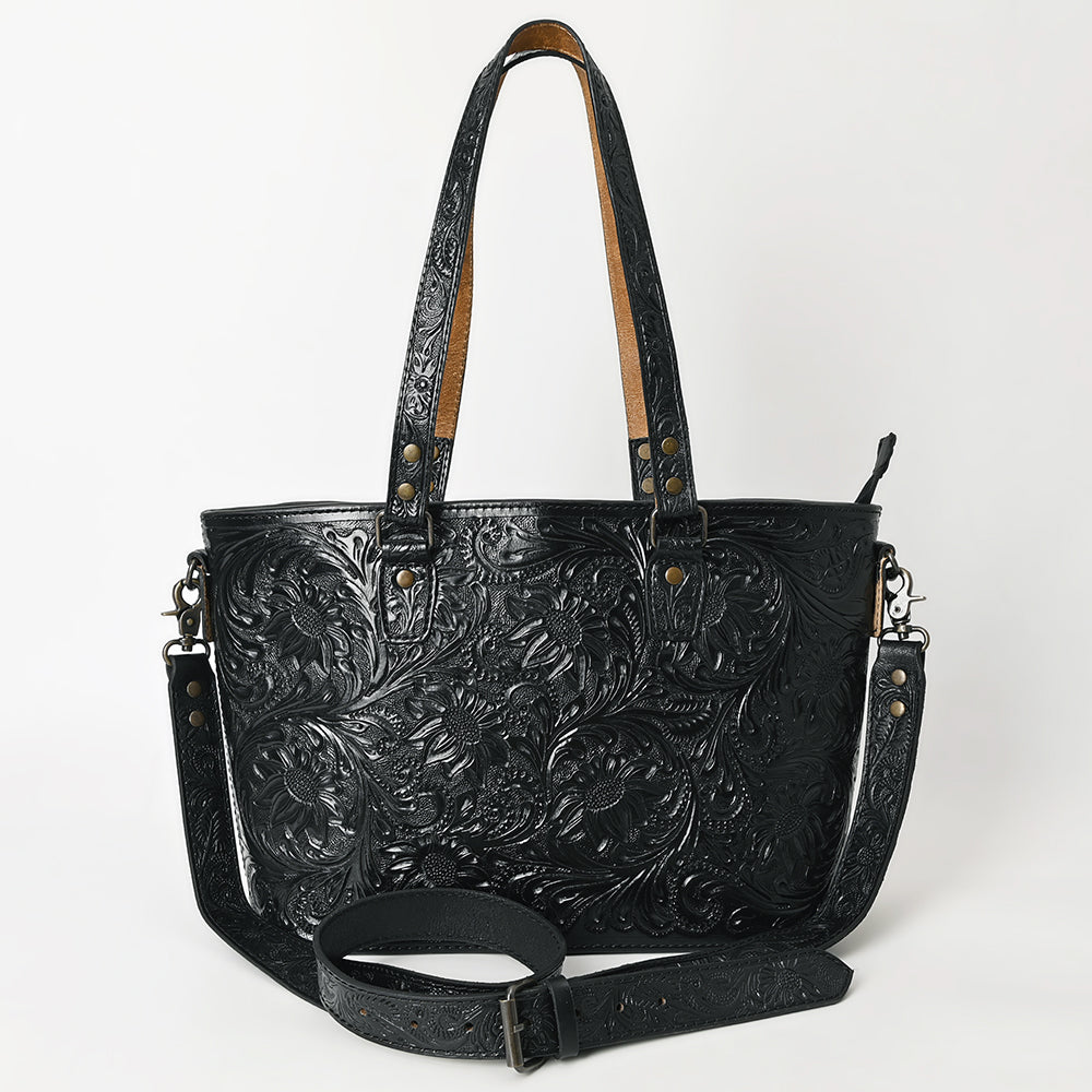 ADBG1141 American Darling Artisan Floral Tooled Leather Tote Bag with Long Handles and Strap