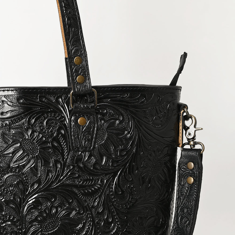 ADBG1141 American Darling Artisan Floral Tooled Leather Tote Bag with Long Handles and Strap