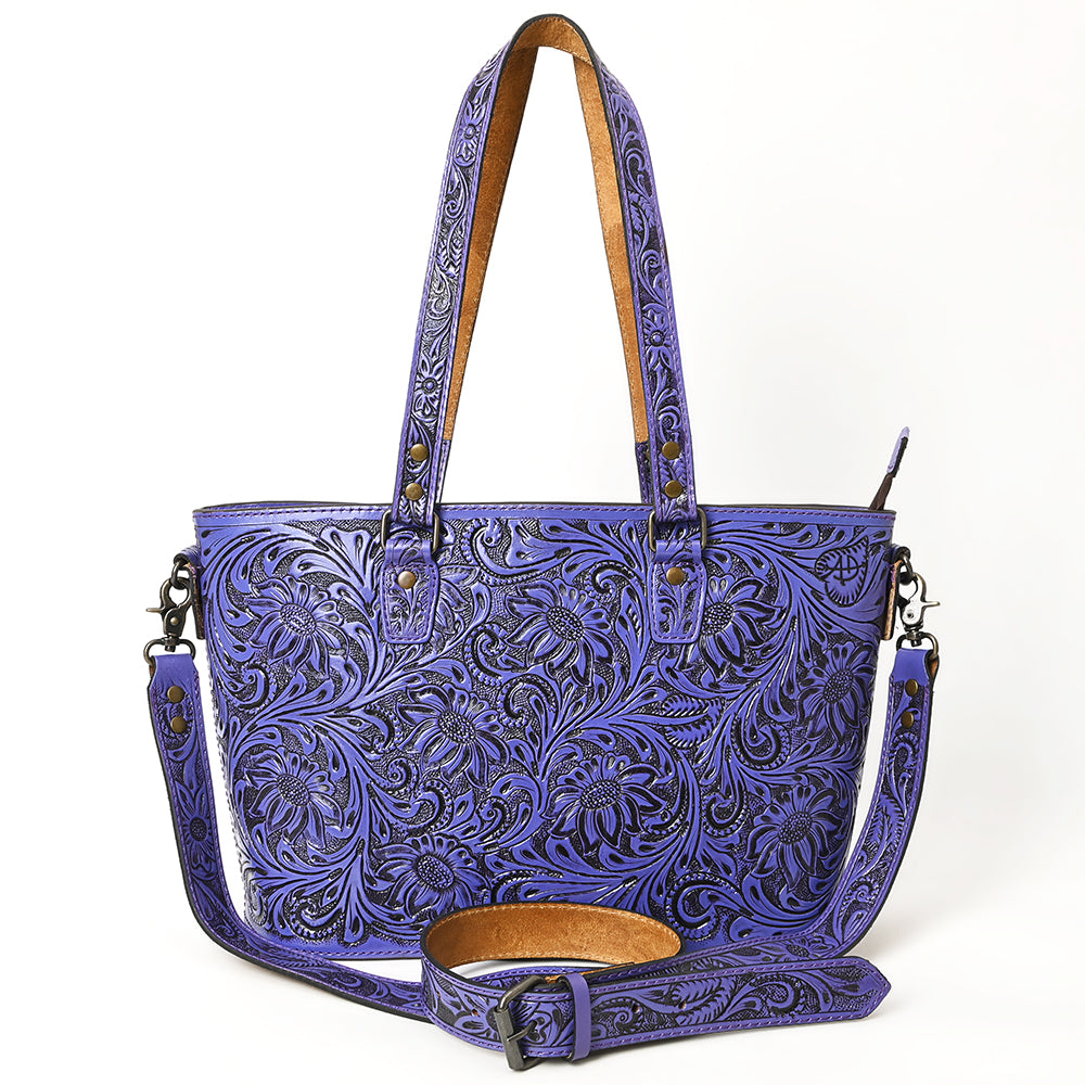 ADBG1141 American Darling Artisan Floral Tooled Leather Tote Bag with Long Handles and Strap