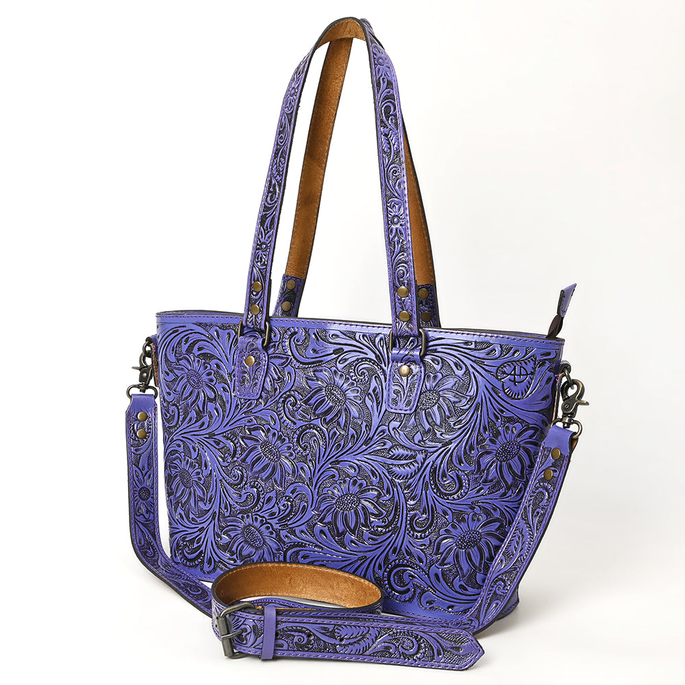 ADBG1141 American Darling Artisan Floral Tooled Leather Tote Bag with Long Handles and Strap