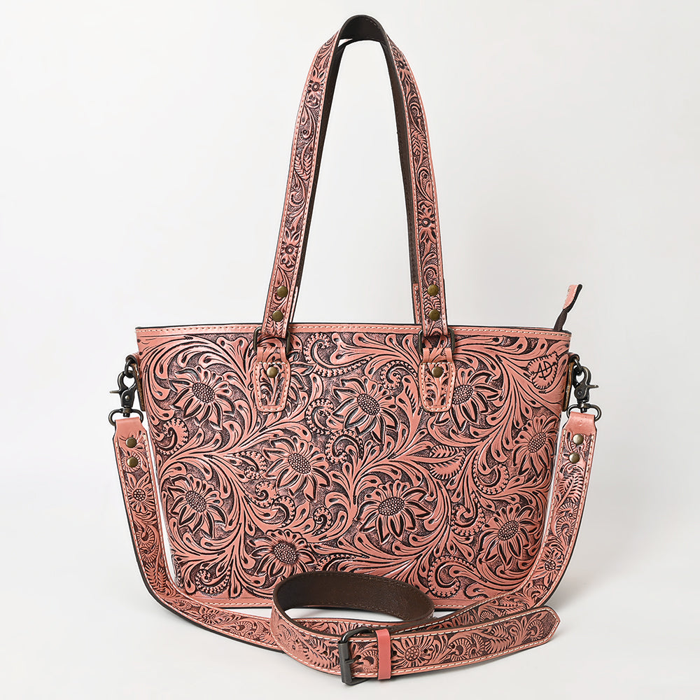 ADBG1141 American Darling Artisan Floral Tooled Leather Tote Bag with Long Handles and Strap
