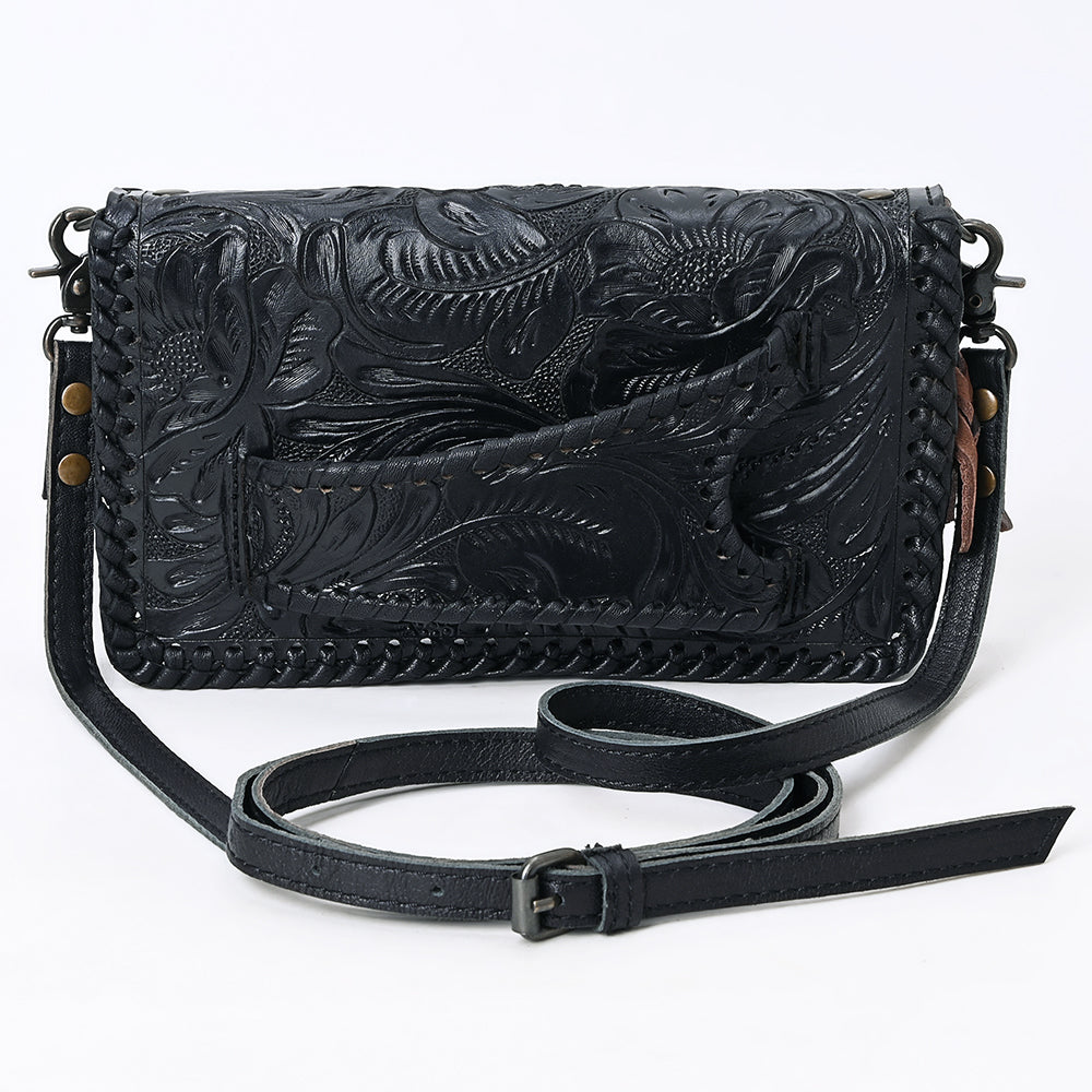 ADBG1228 American Darling Western Hand-Tooled Leather Clutch Bag with Floral Carving