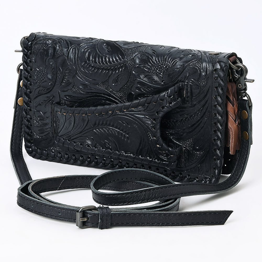ADBG1228 American Darling Western Hand-Tooled Leather Clutch Bag with Floral Carving