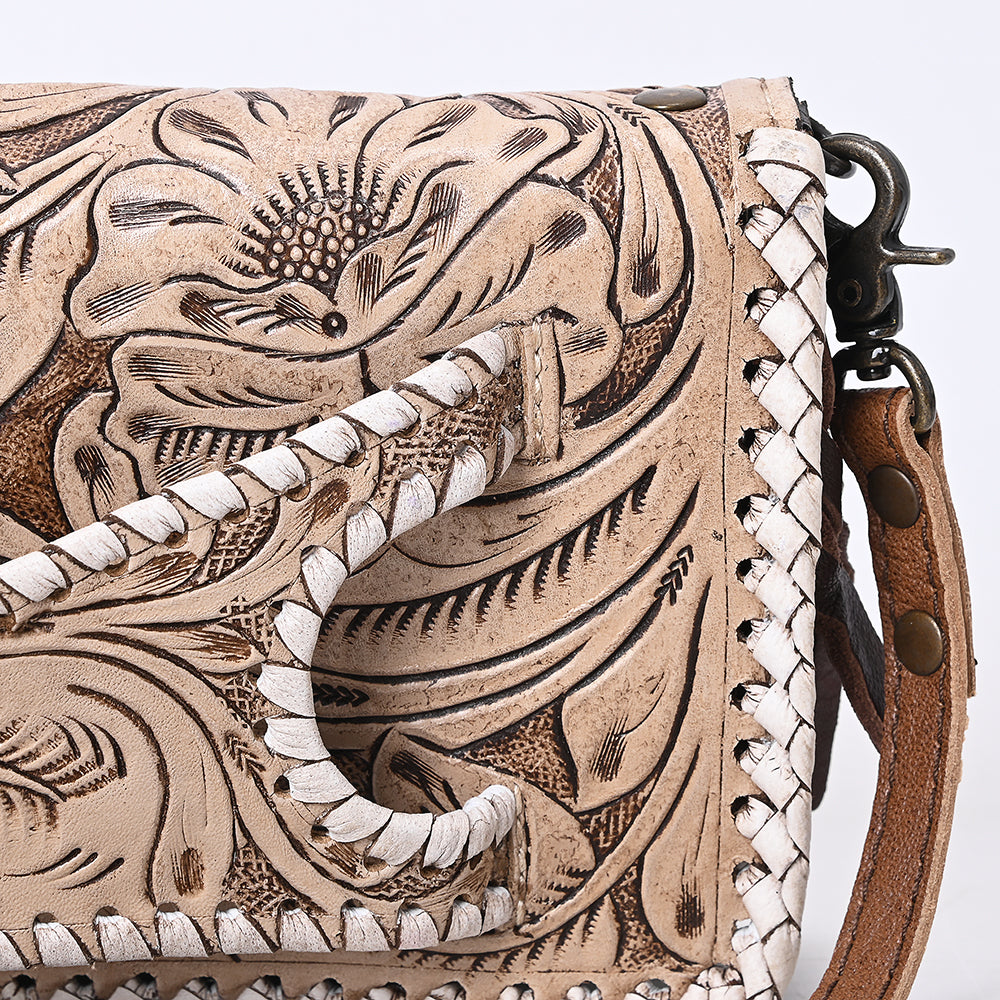 ADBG1228 American Darling Western Hand-Tooled Leather Clutch Bag with Floral Carving