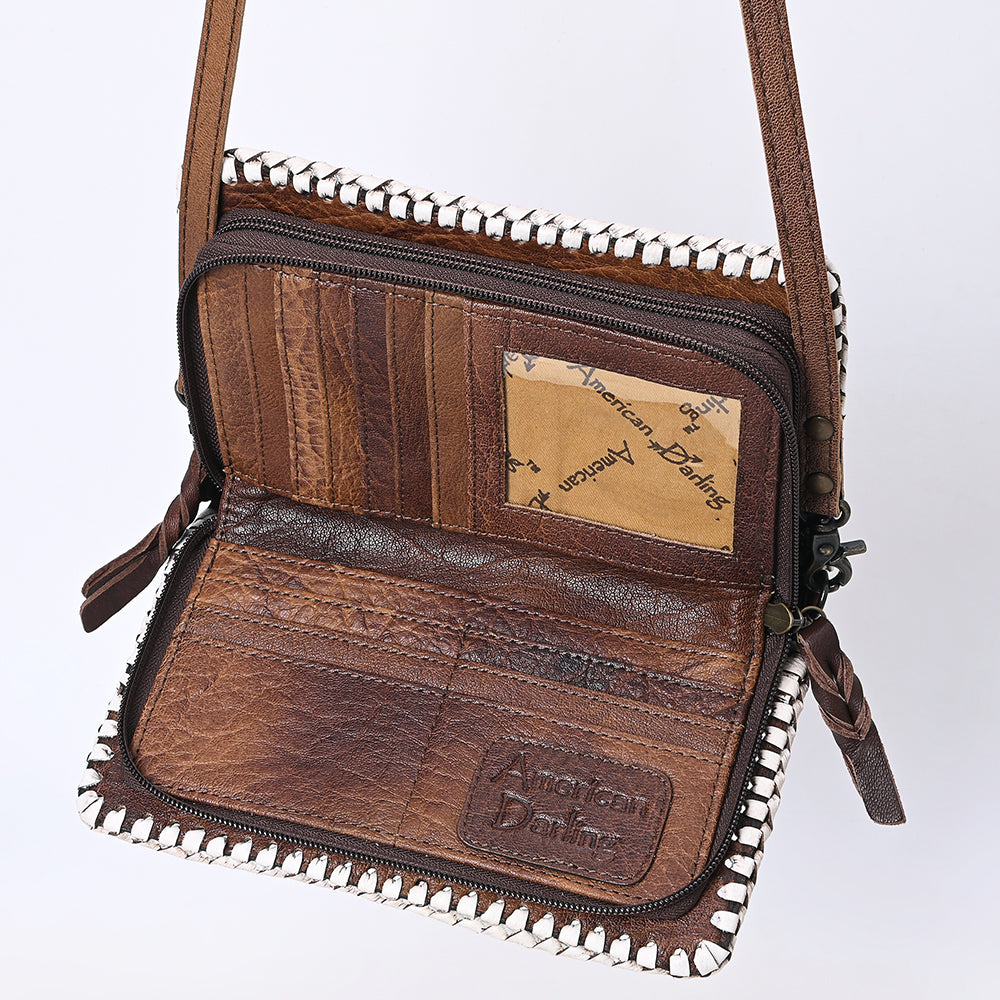 ADBG1228 American Darling Western Hand-Tooled Leather Clutch Bag with Floral Carving