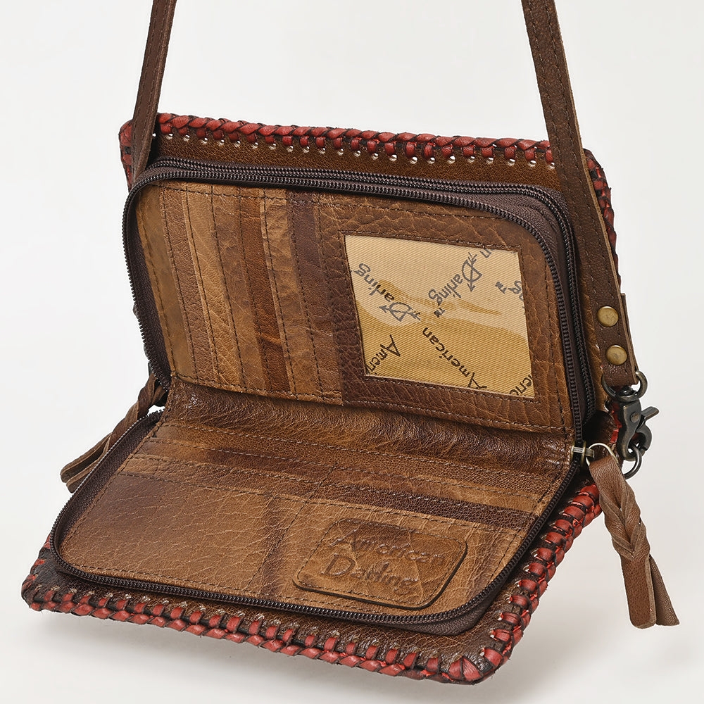 ADBG1228 American Darling Western Hand-Tooled Leather Clutch Bag with Floral Carving