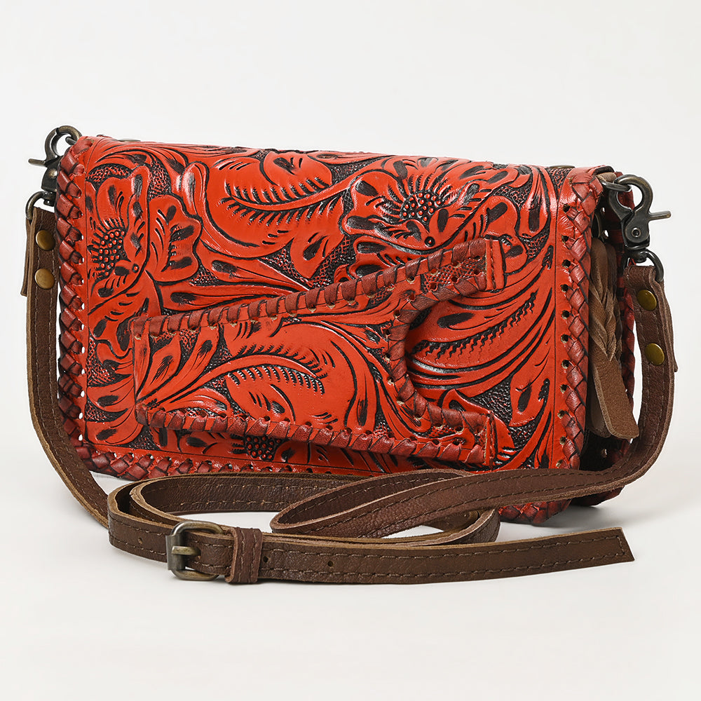 ADBG1228 American Darling Western Hand-Tooled Leather Clutch Bag with Floral Carving