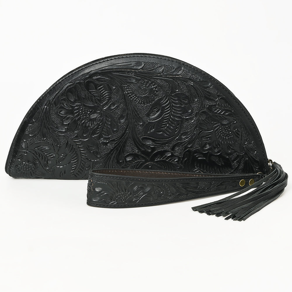 ADBG1233 American Darling Hand-Tooled Western Leather Taco Bag - Genuine Floral Carved Designer Wristlet