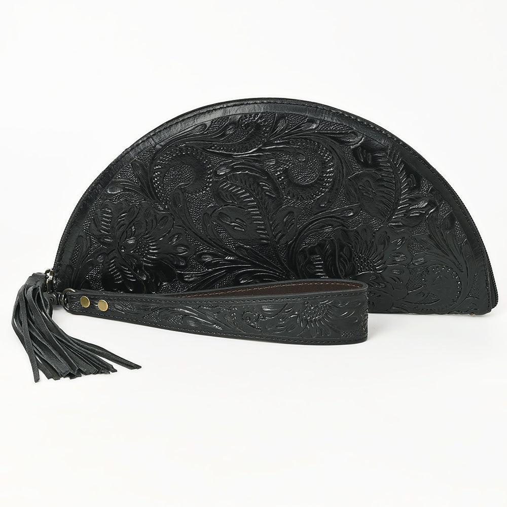 ADBG1233 American Darling Hand-Tooled Western Leather Taco Bag - Genuine Floral Carved Designer Wristlet