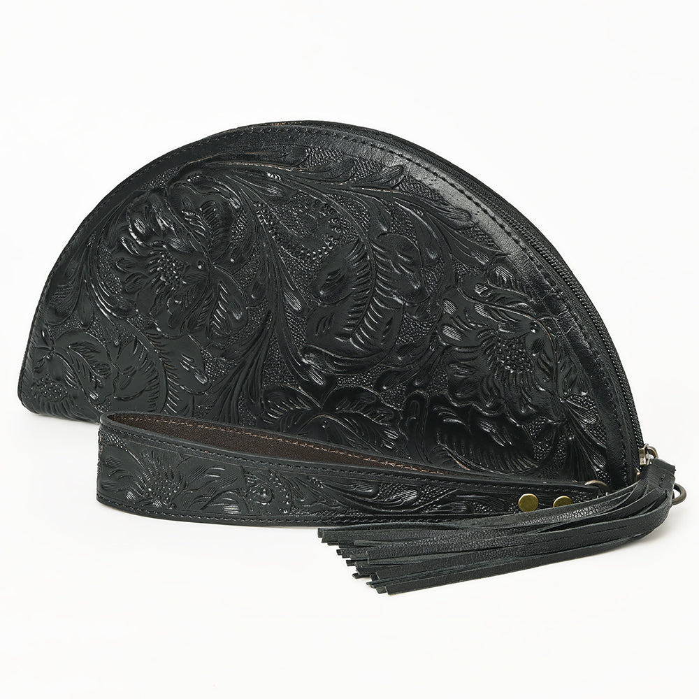 ADBG1233 American Darling Hand-Tooled Western Leather Taco Bag - Genuine Floral Carved Designer Wristlet