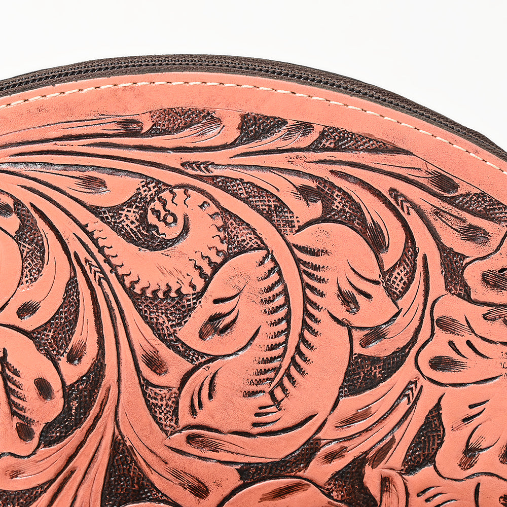 ADBG1233 American Darling Hand-Tooled Western Leather Taco Bag - Genuine Floral Carved Designer Wristlet