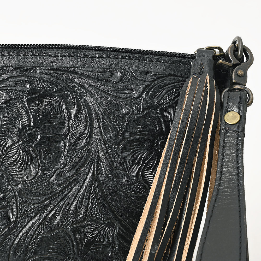 ADBG1234 American Darling Hand-Tooled Western Leather Wristlet Bag - Genuine Floral Carved Womens Clutch
