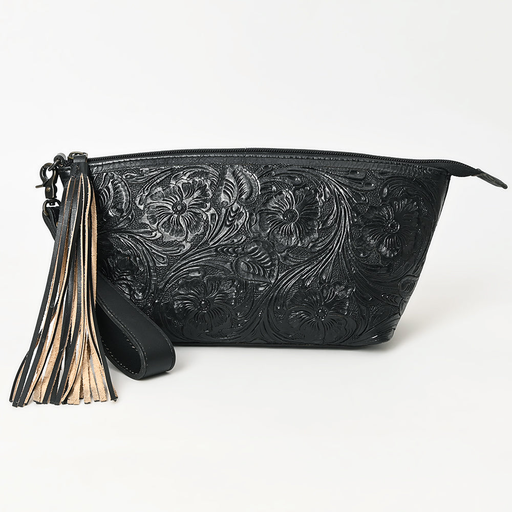 ADBG1234 American Darling Hand-Tooled Western Leather Wristlet Bag - Genuine Floral Carved Womens Clutch