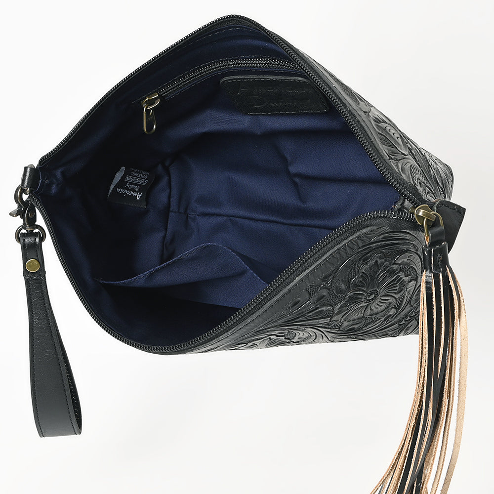 ADBG1234 American Darling Hand-Tooled Western Leather Wristlet Bag - Genuine Floral Carved Womens Clutch