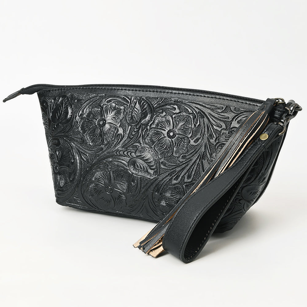 ADBG1234 American Darling Hand-Tooled Western Leather Wristlet Bag - Genuine Floral Carved Womens Clutch