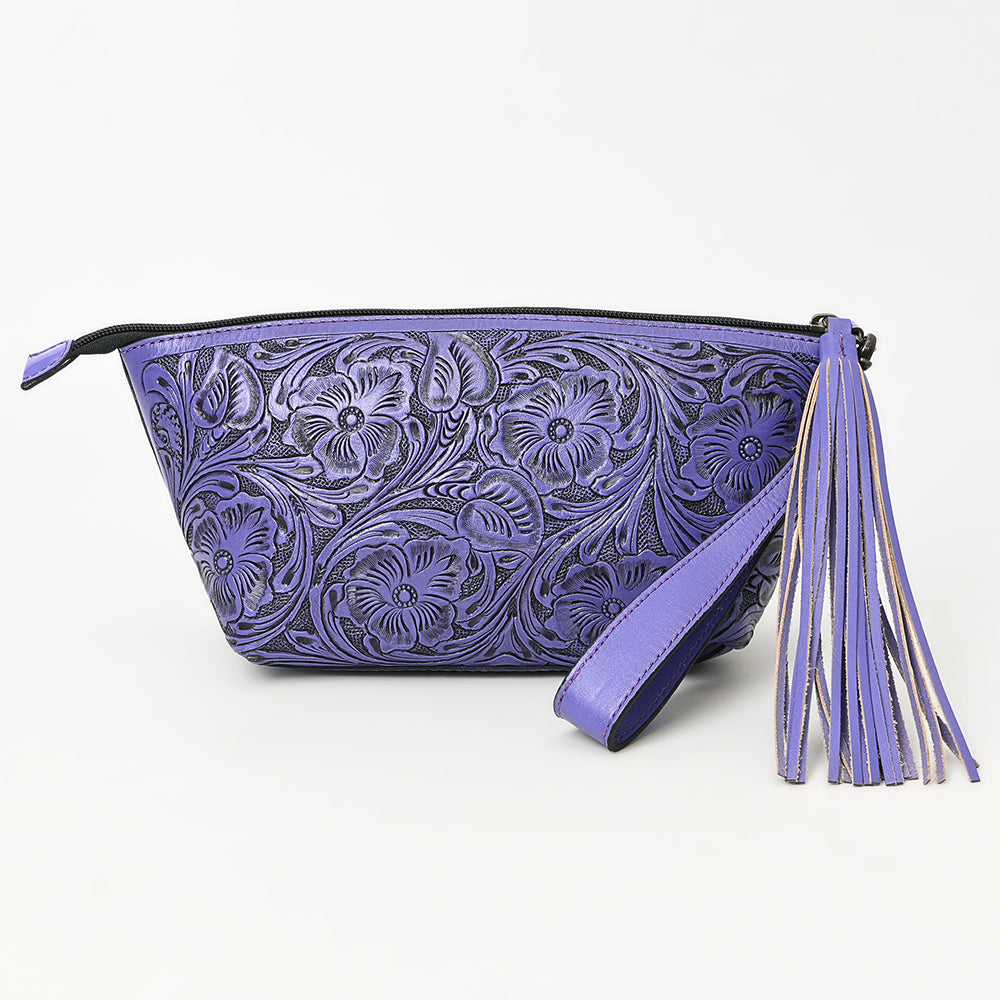 ADBG1234 American Darling Hand-Tooled Western Leather Wristlet Bag - Genuine Floral Carved Womens Clutch