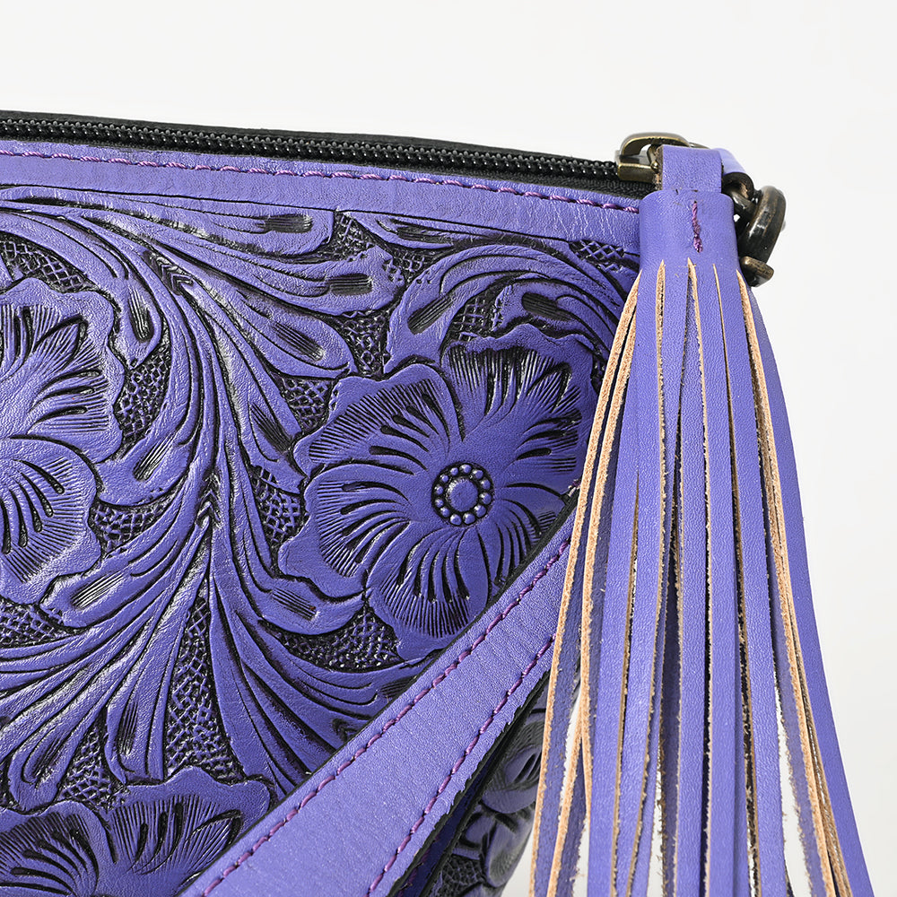 ADBG1234 American Darling Hand-Tooled Western Leather Wristlet Bag - Genuine Floral Carved Womens Clutch