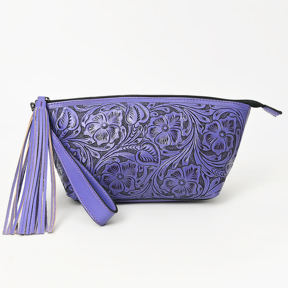 ADBG1234 American Darling Hand-Tooled Western Leather Wristlet Bag - Genuine Floral Carved Womens Clutch