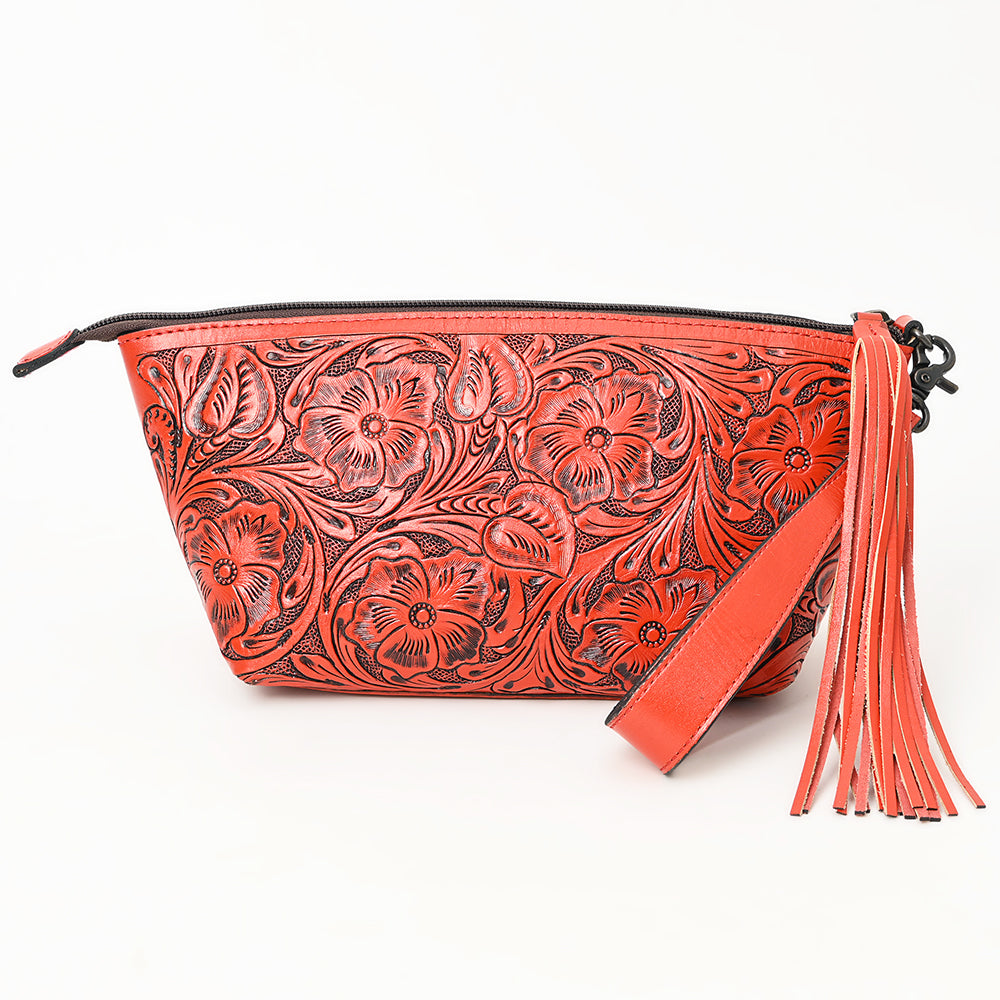 ADBG1234 American Darling Hand-Tooled Western Leather Wristlet Bag - Genuine Floral Carved Womens Clutch