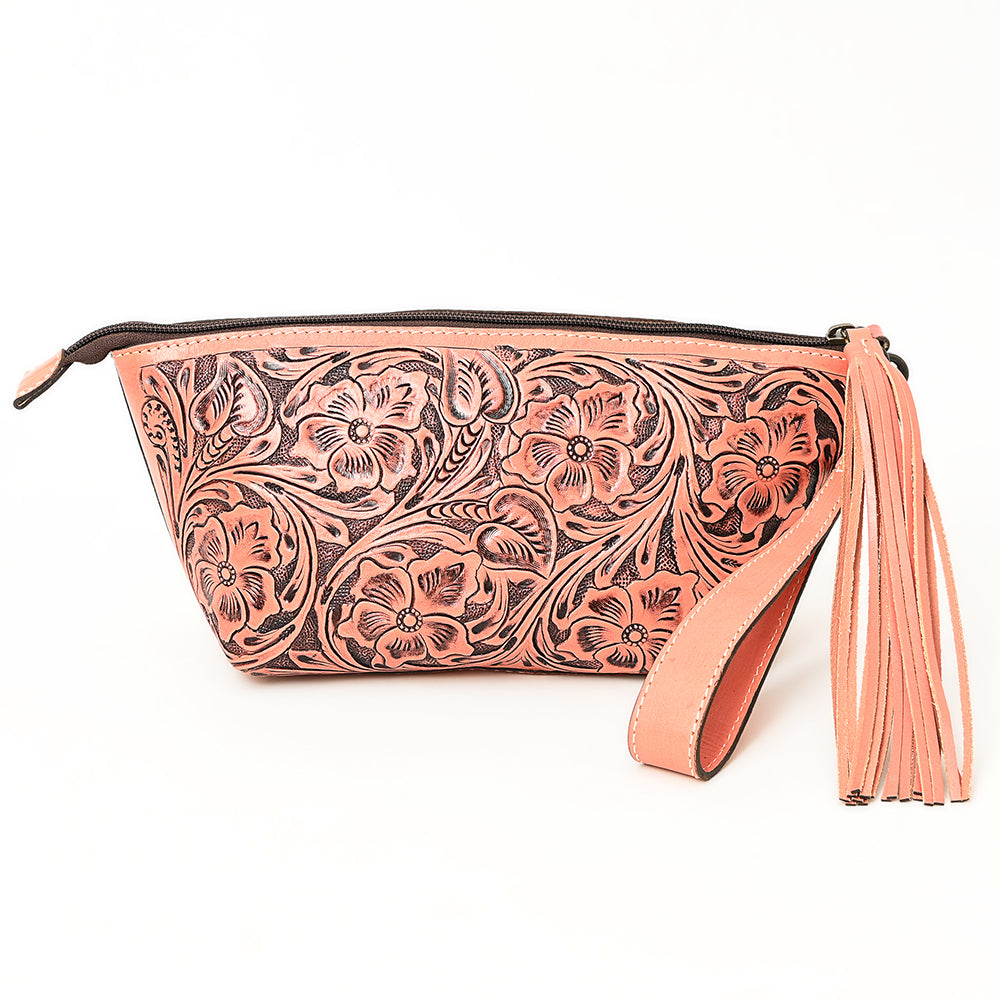 ADBG1234 American Darling Hand-Tooled Western Leather Wristlet Bag - Genuine Floral Carved Womens Clutch