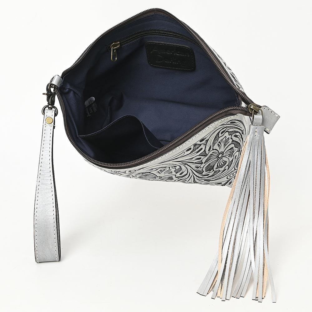 ADBG1234 American Darling Hand-Tooled Western Leather Wristlet Bag - Genuine Floral Carved Womens Clutch