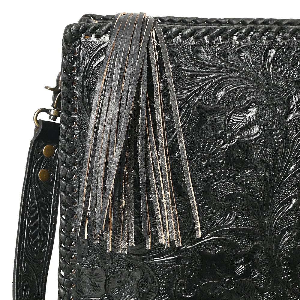 ADBG1235 American Darling Hand-Tooled Western Leather Crossbody Bag - Genuine Floral Carved Artisan Purse