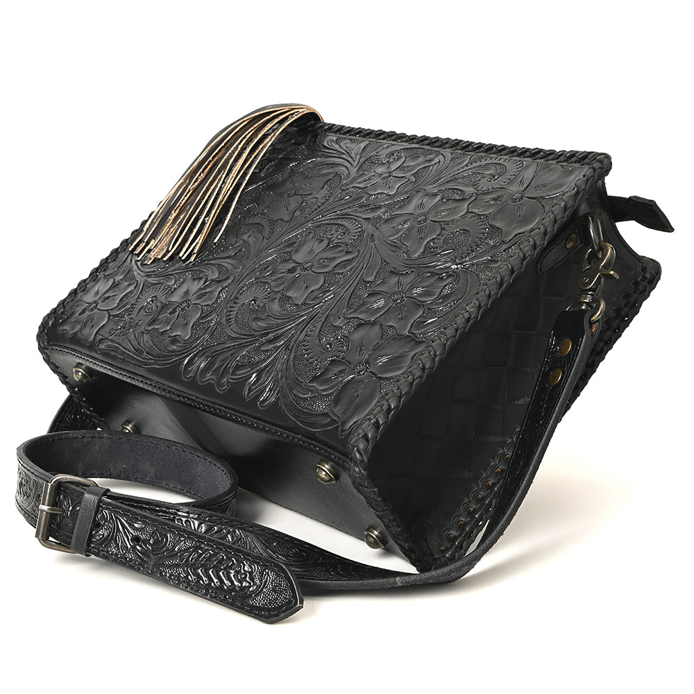 ADBG1235 American Darling Hand-Tooled Western Leather Crossbody Bag - Genuine Floral Carved Artisan Purse