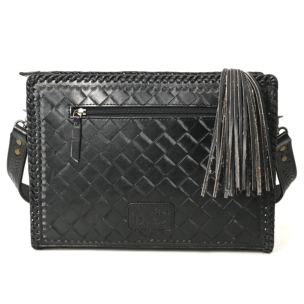 ADBG1235 American Darling Hand-Tooled Western Leather Crossbody Bag - Genuine Floral Carved Artisan Purse