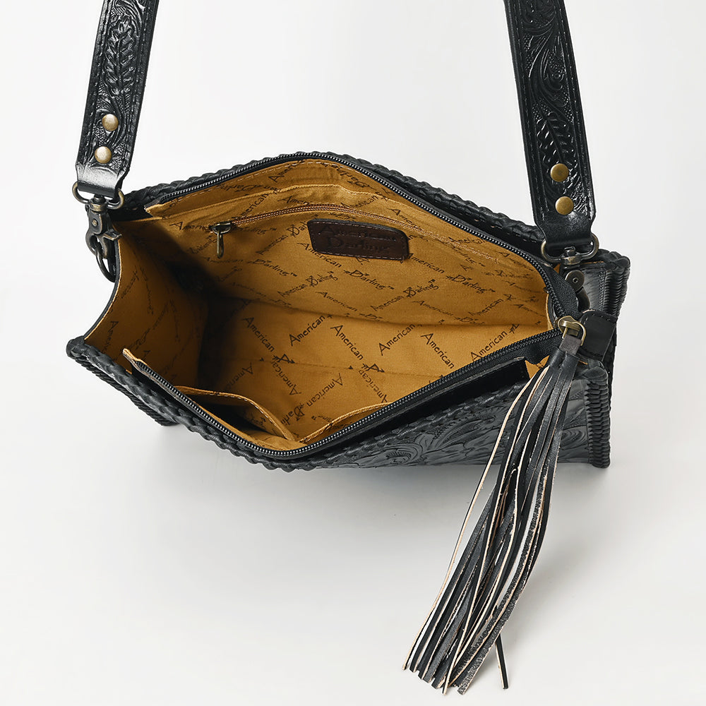 ADBG1235 American Darling Hand-Tooled Western Leather Crossbody Bag - Genuine Floral Carved Artisan Purse