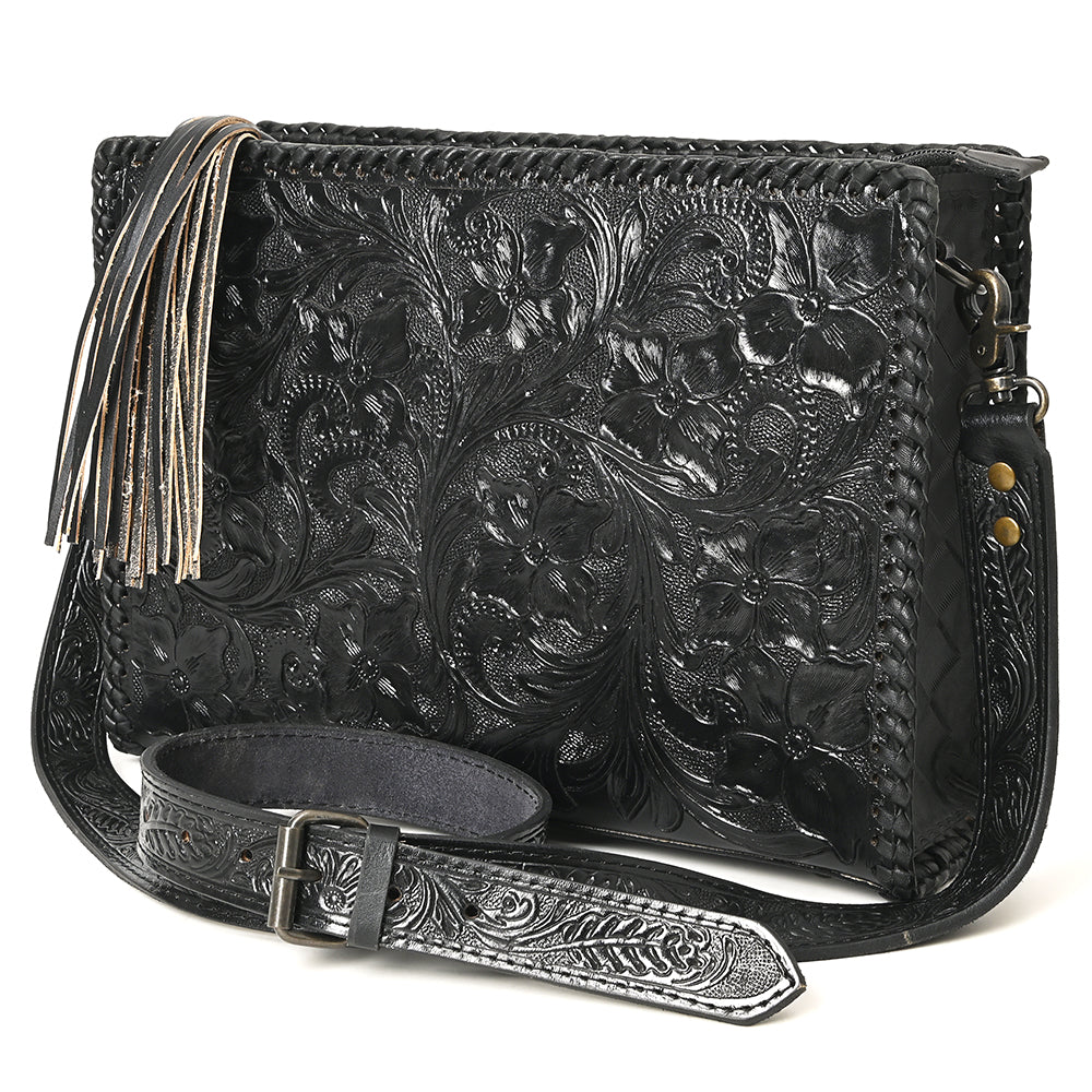 ADBG1235 American Darling Hand-Tooled Western Leather Crossbody Bag - Genuine Floral Carved Artisan Purse