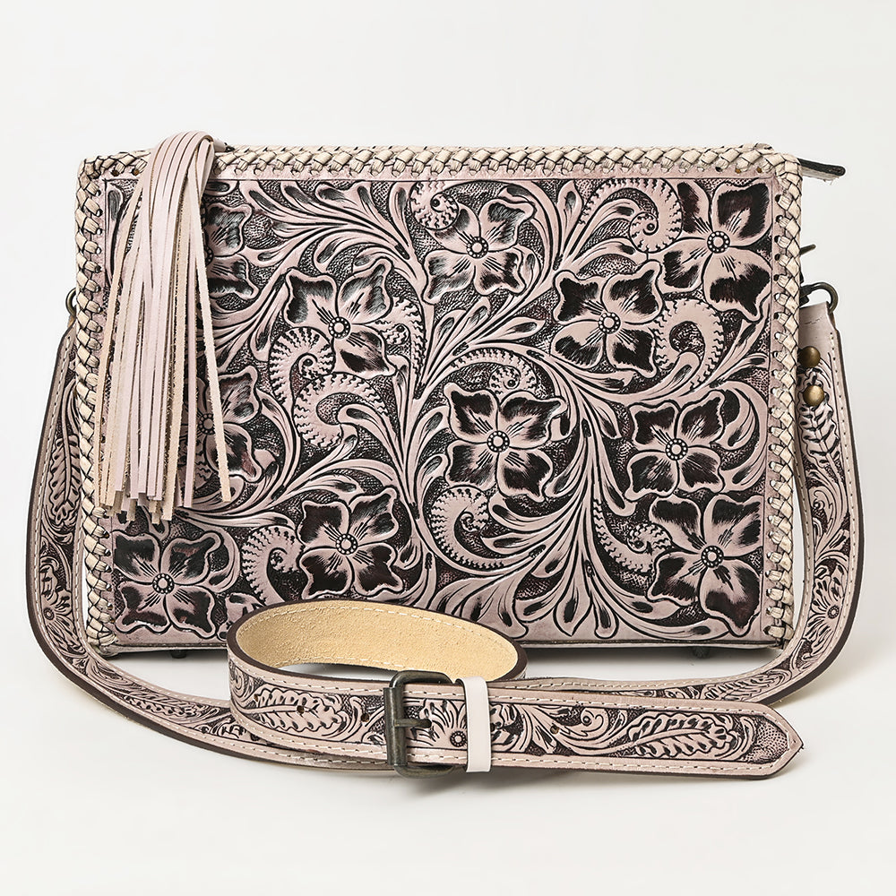 ADBG1235 American Darling Hand-Tooled Western Leather Crossbody Bag - Genuine Floral Carved Artisan Purse