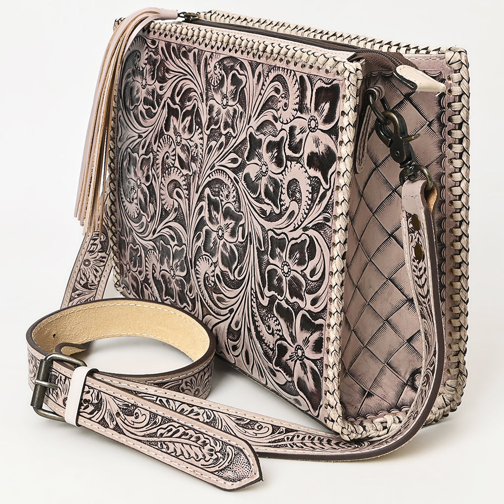 ADBG1235 American Darling Hand-Tooled Western Leather Crossbody Bag - Genuine Floral Carved Artisan Purse