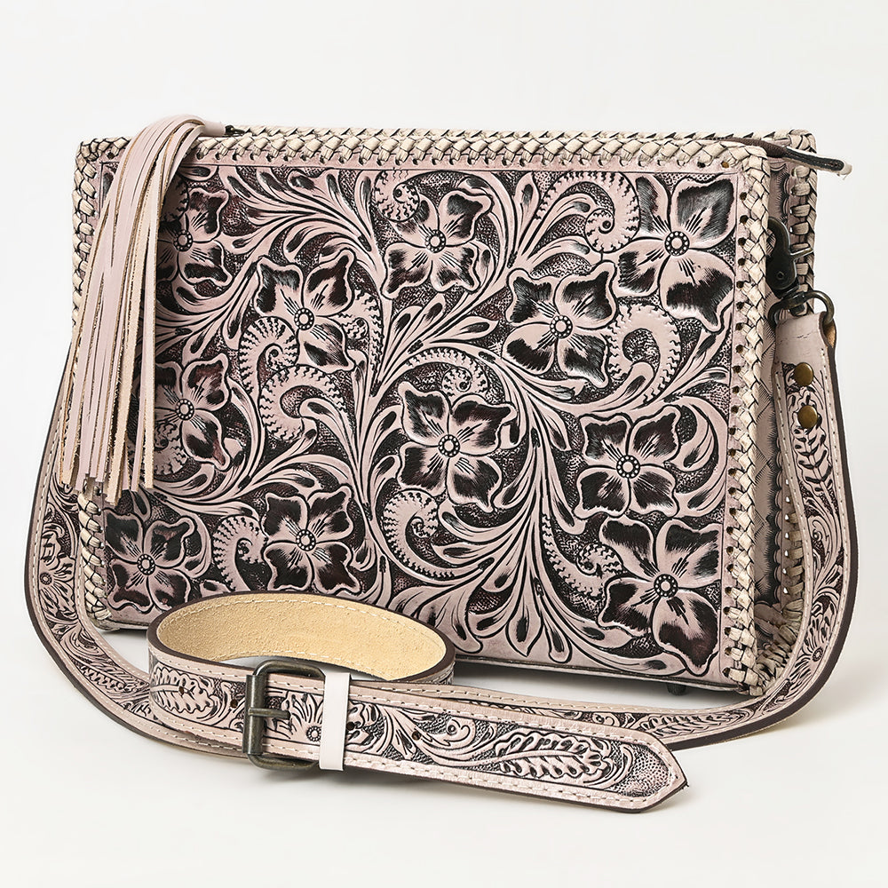 ADBG1235 American Darling Hand-Tooled Western Leather Crossbody Bag - Genuine Floral Carved Artisan Purse