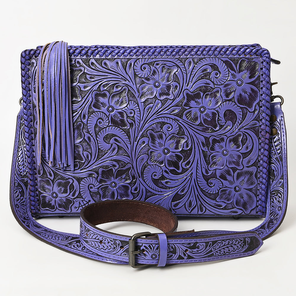 ADBG1235 American Darling Hand-Tooled Western Leather Crossbody Bag - Genuine Floral Carved Artisan Purse